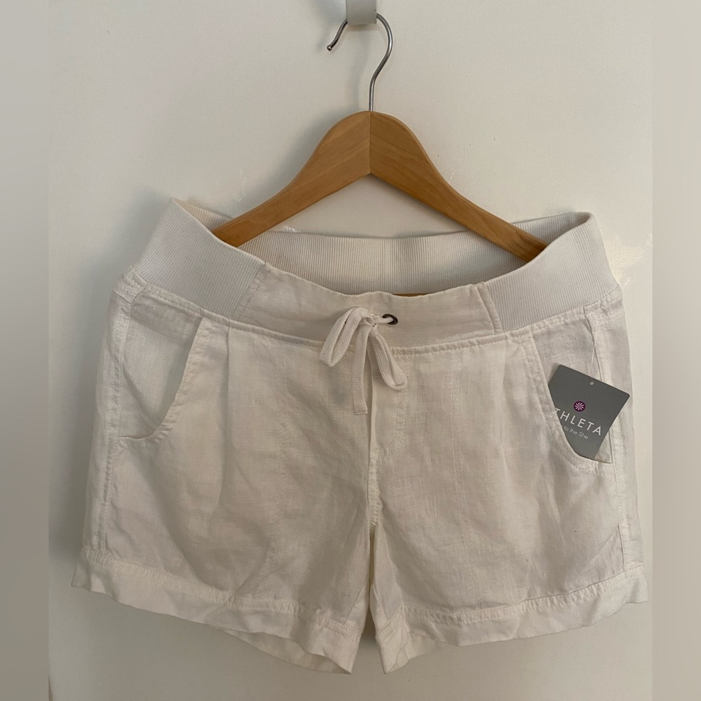 NWT! Athleta Creston Linen Shorts size 6 White